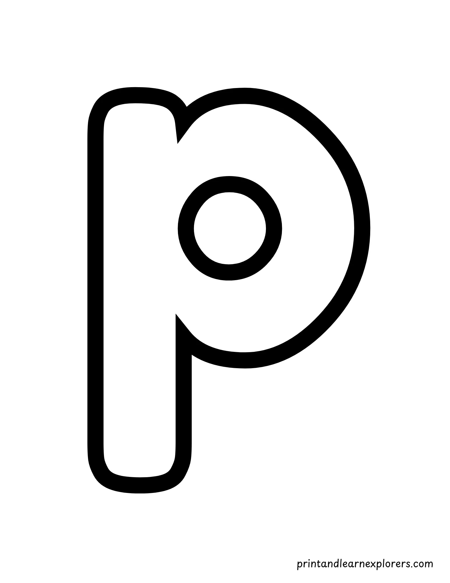 Letter P Lowercase Coloring Page