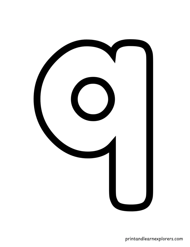 Letter q lowercase coloring page