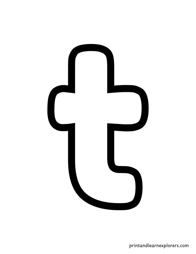 Letter t lowercase coloring page