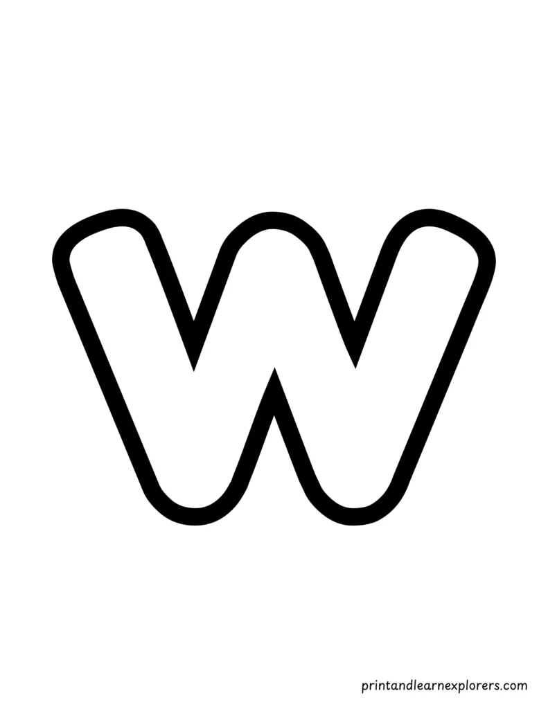 Letter w lowercase coloring page