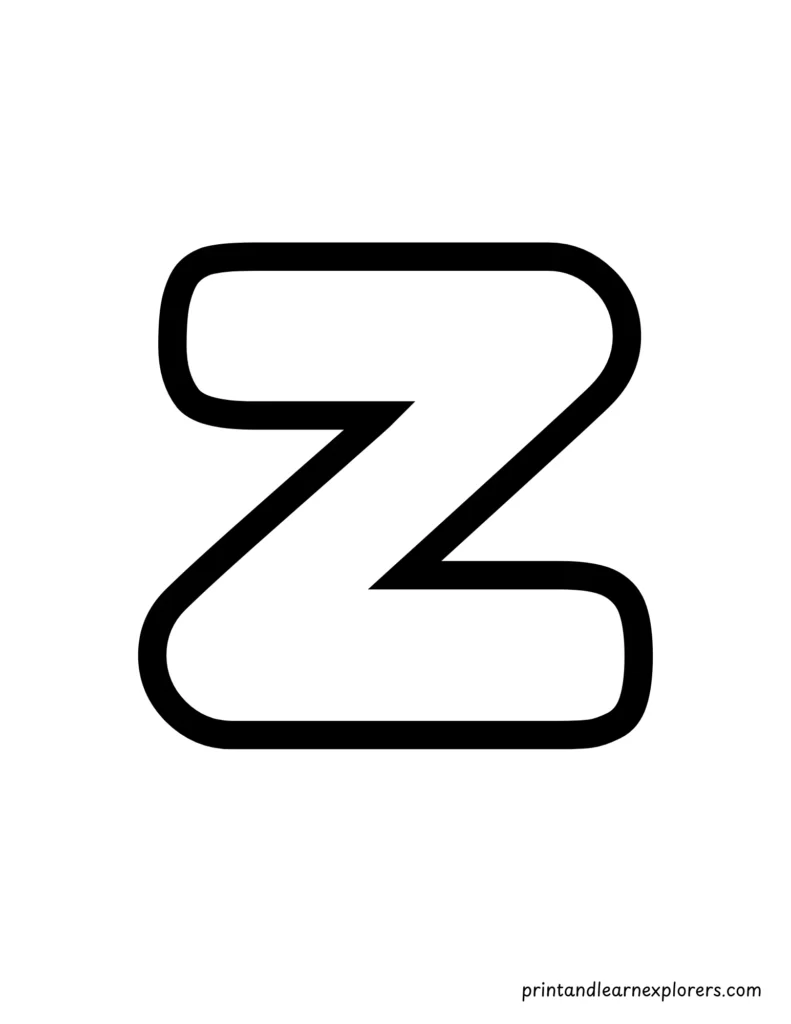 Letter z lowercase coloring page