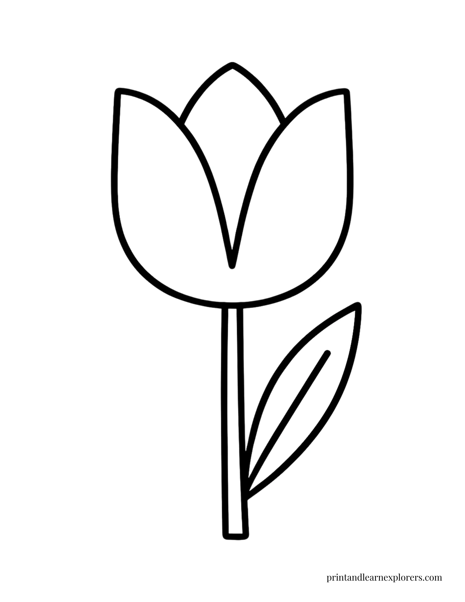 Spring Flowers Coloring Pages Single Tulip