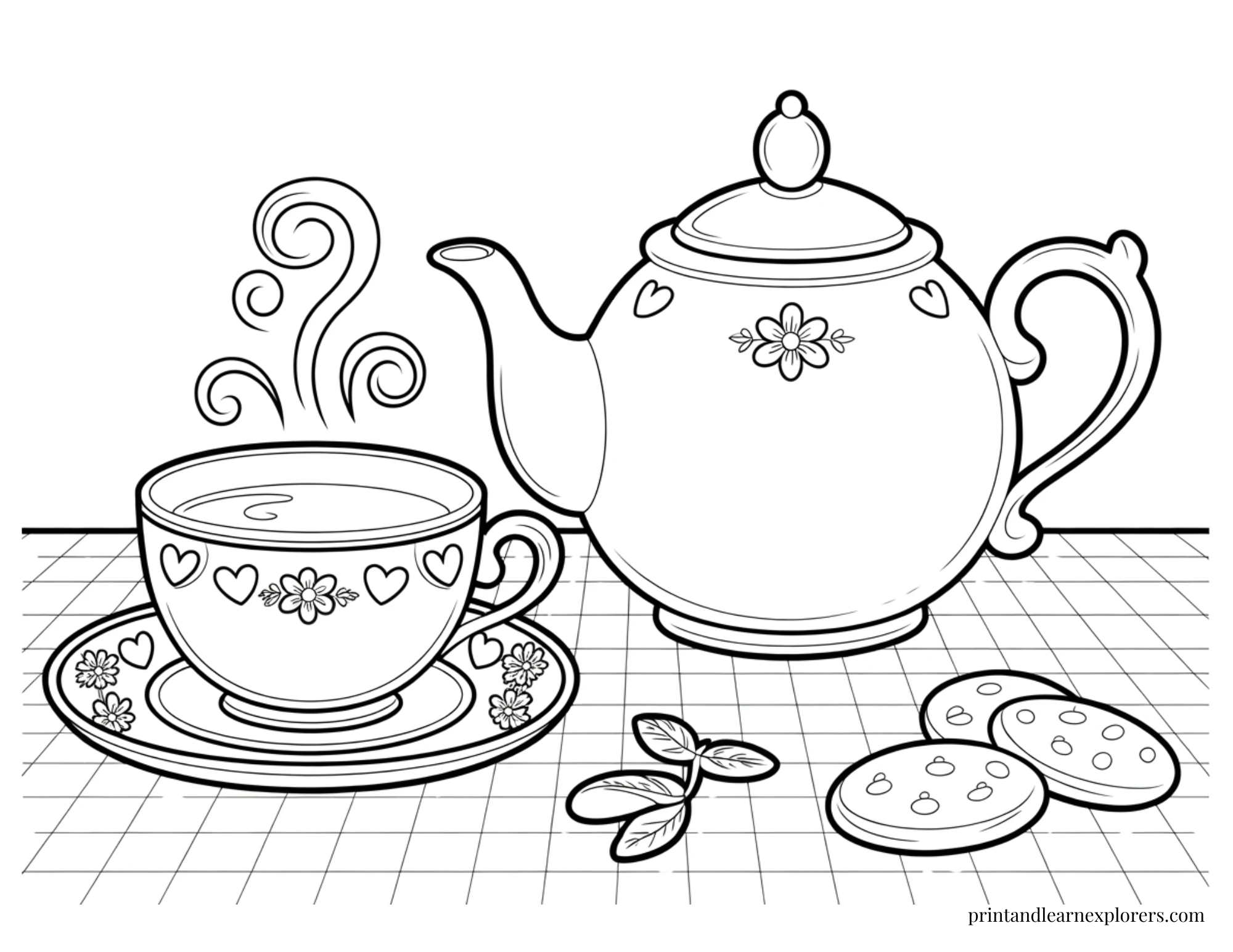 Winter Tea Detailed Coloring Page