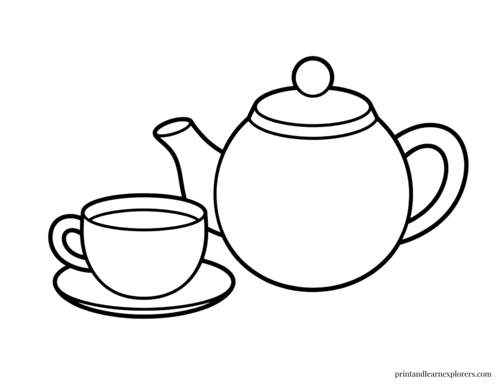 Winter tea preschool coloring page
