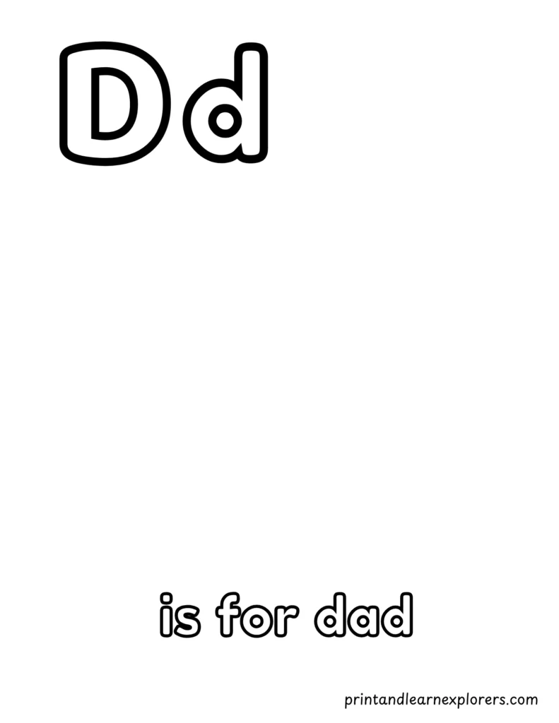 letter d is for dad blank coloring page