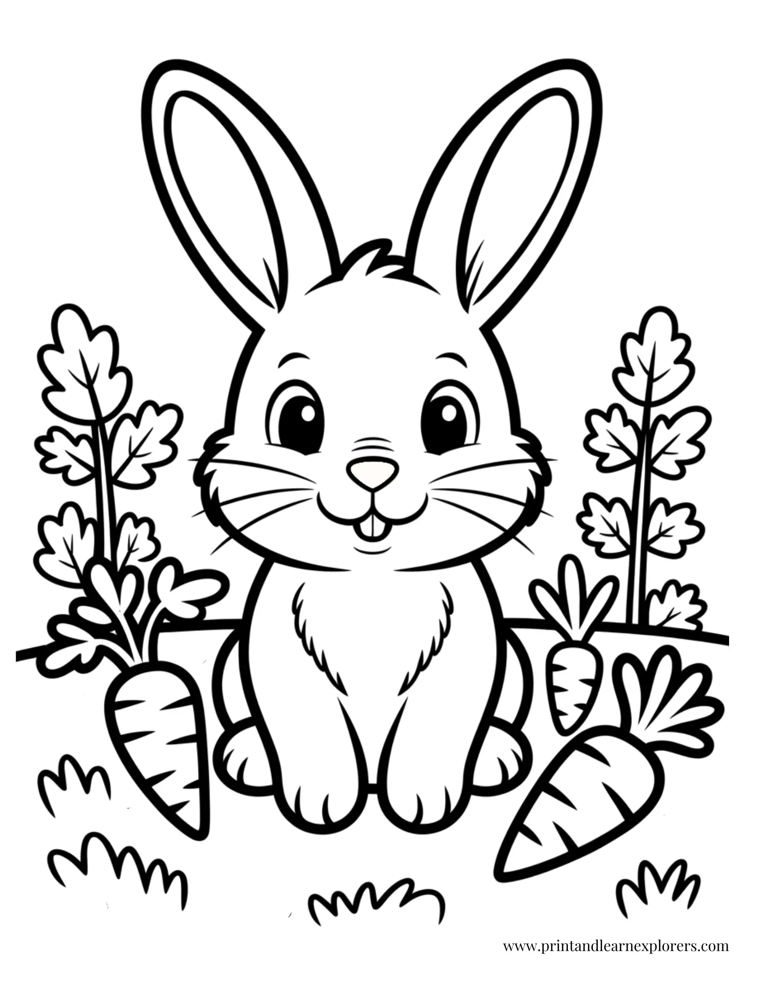 Bunny In Vegetable Patch Coloring Page