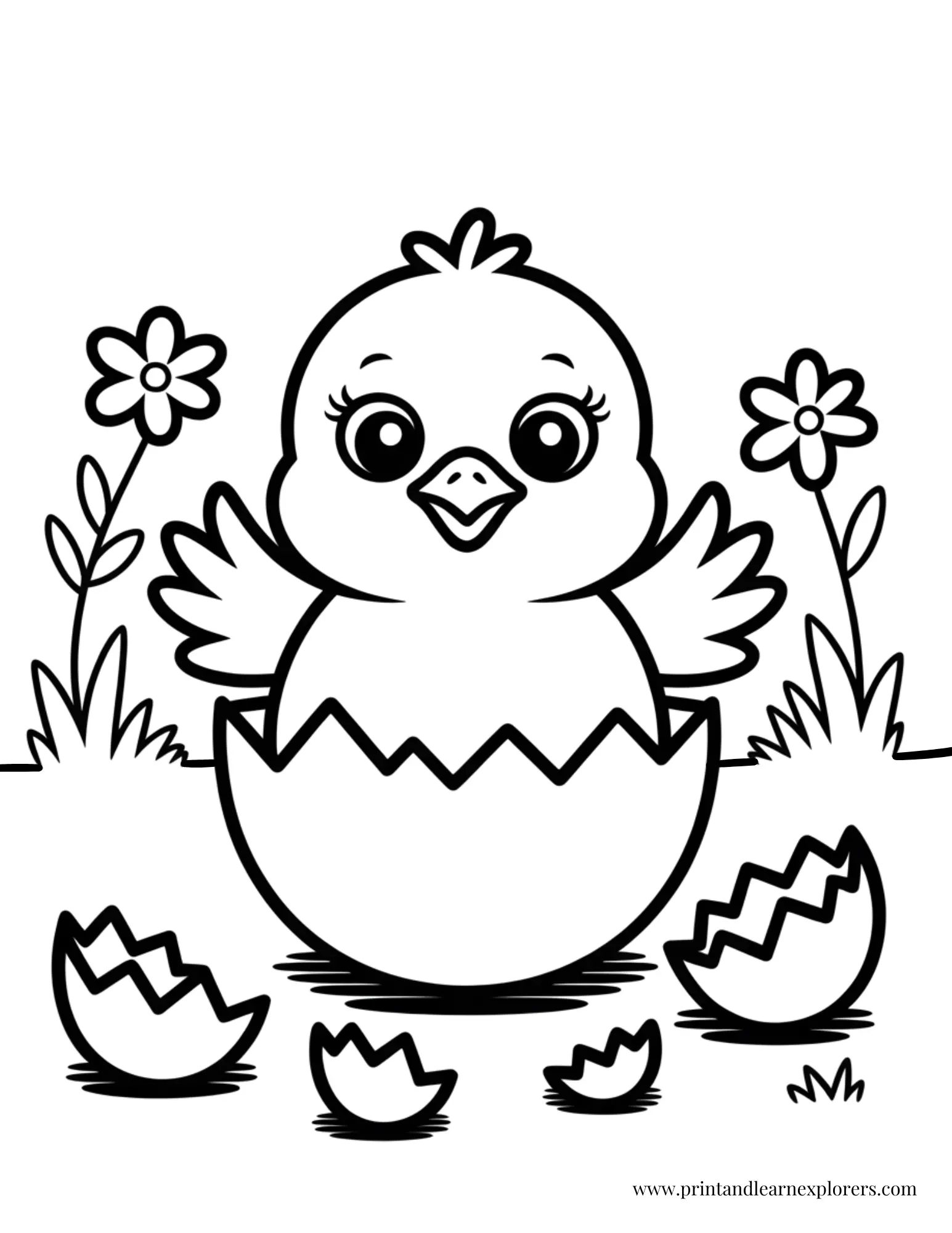 Chick Breaking Out Of Egg Coloring Page