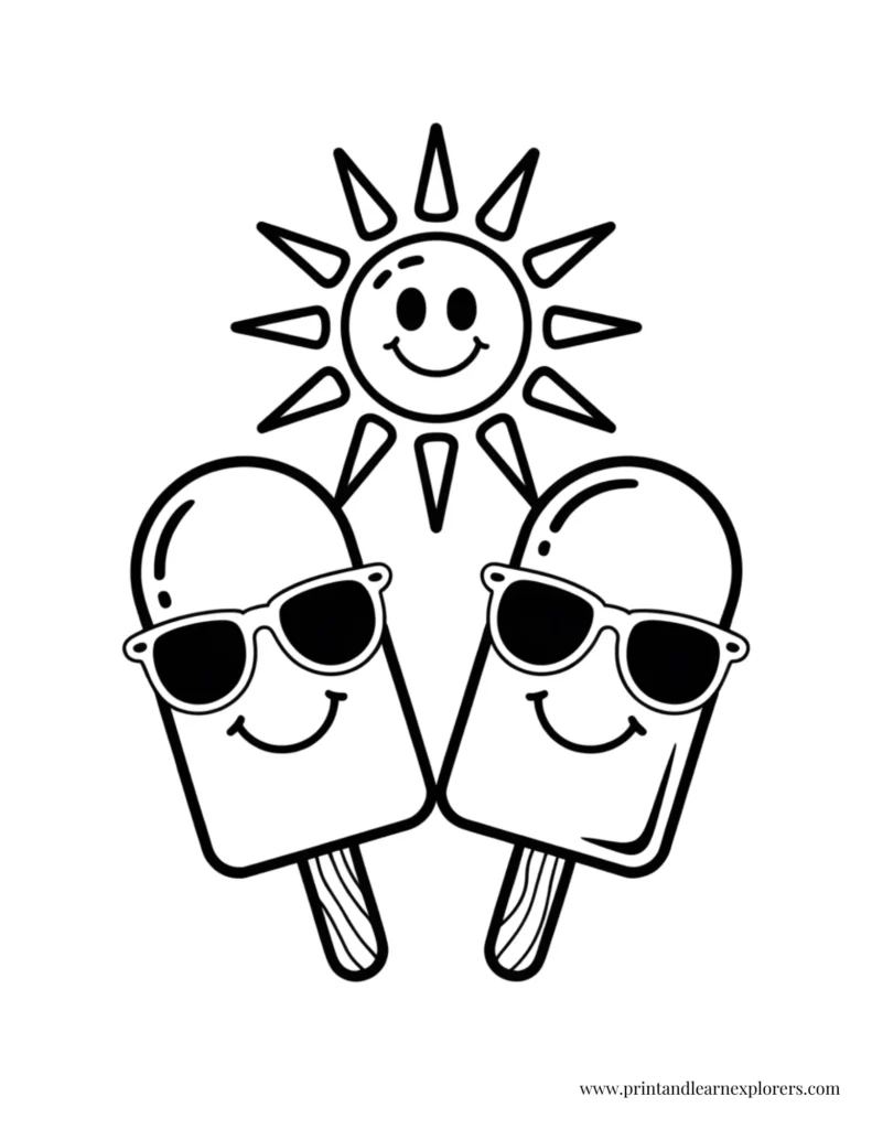 Cool Ice Pops in the Sun Coloring Page