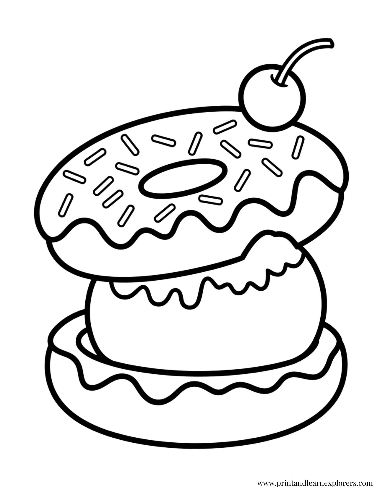 Donut Ice Cream Sandwich Coloring Page