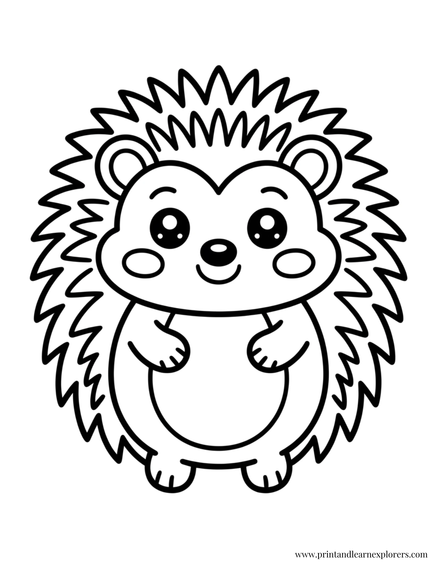 Easy hedgehog coloring page for preschool 2