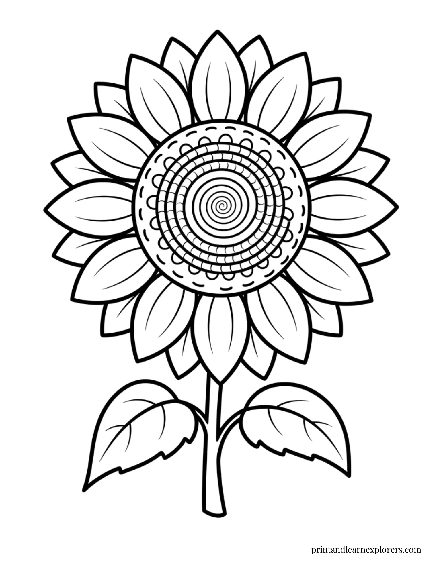 Easy sunflower coloring page