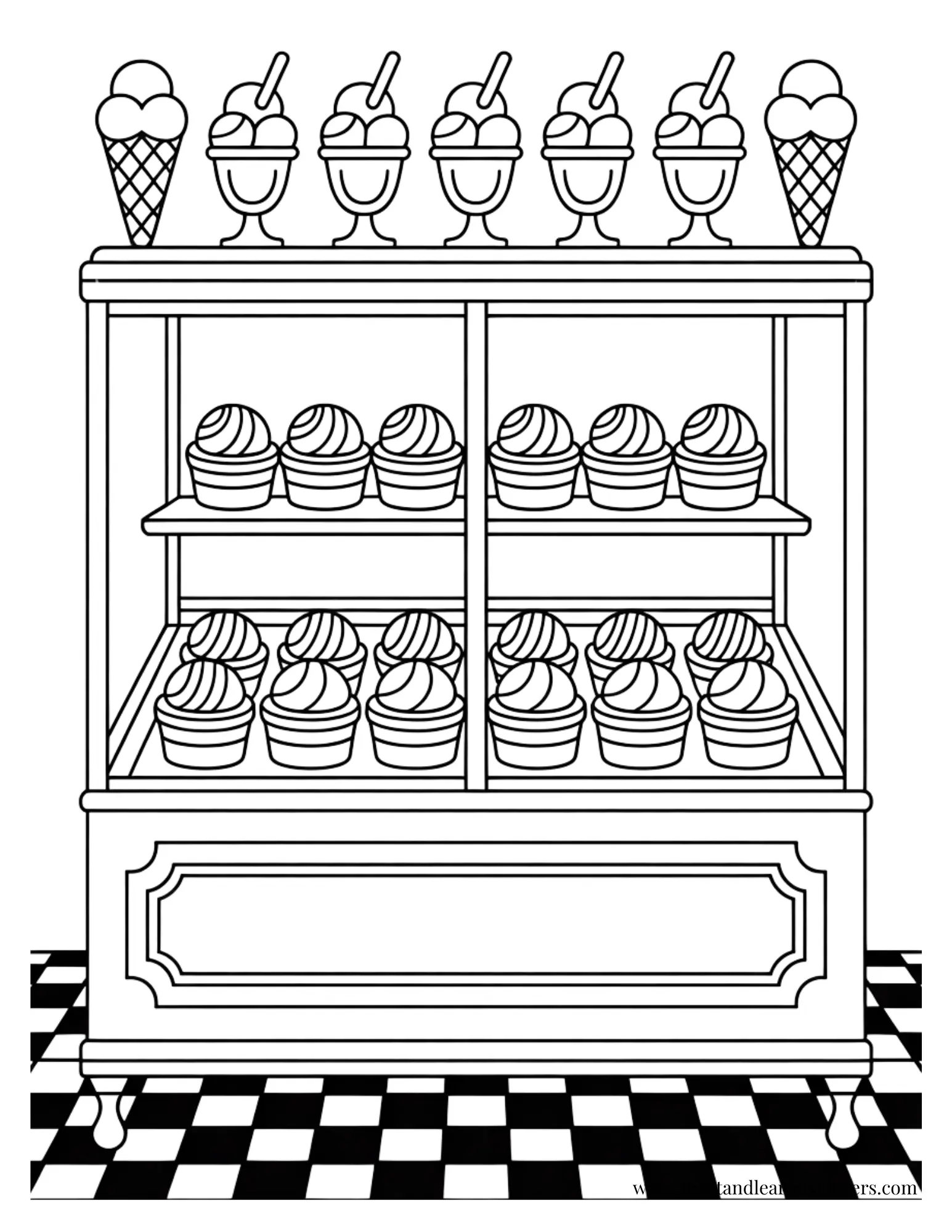 Ice Cream Display Cabinet Coloring Page