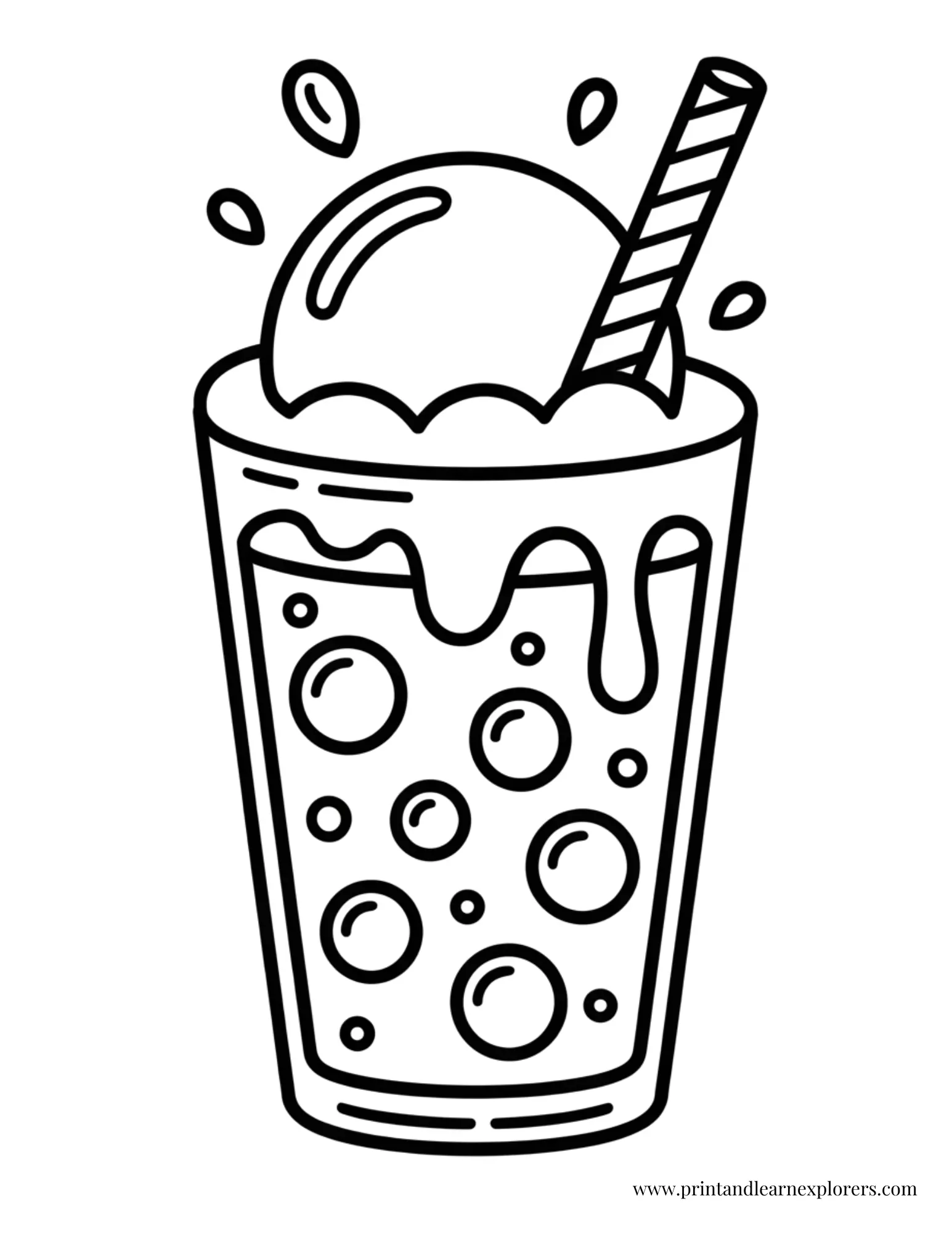 Ice Cream Soda Coloring Page