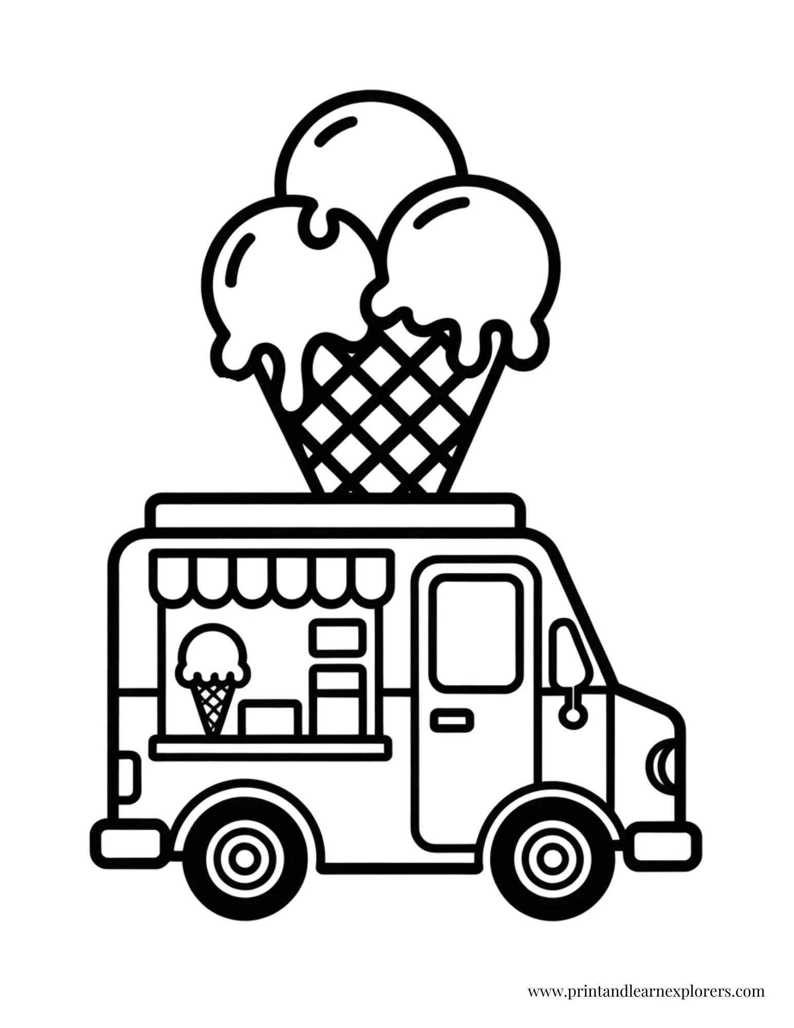 Ice Cream Van Coloring Page