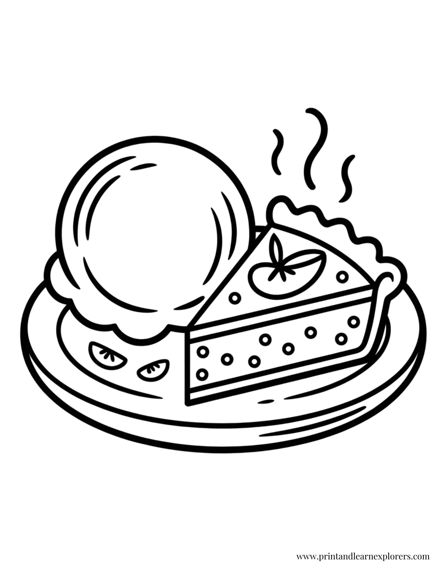 Ice Cream and Apple Pie Coloring Page
