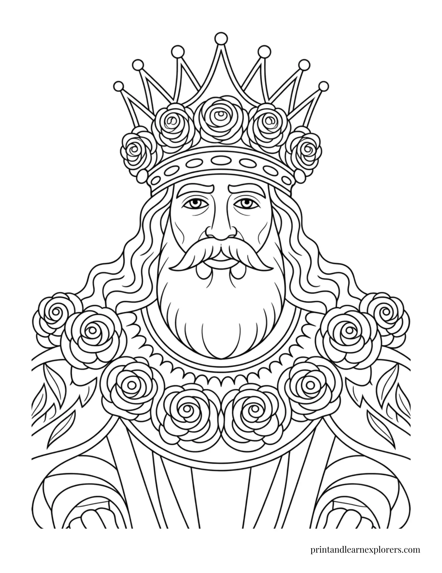 King of Roses Coloring Page