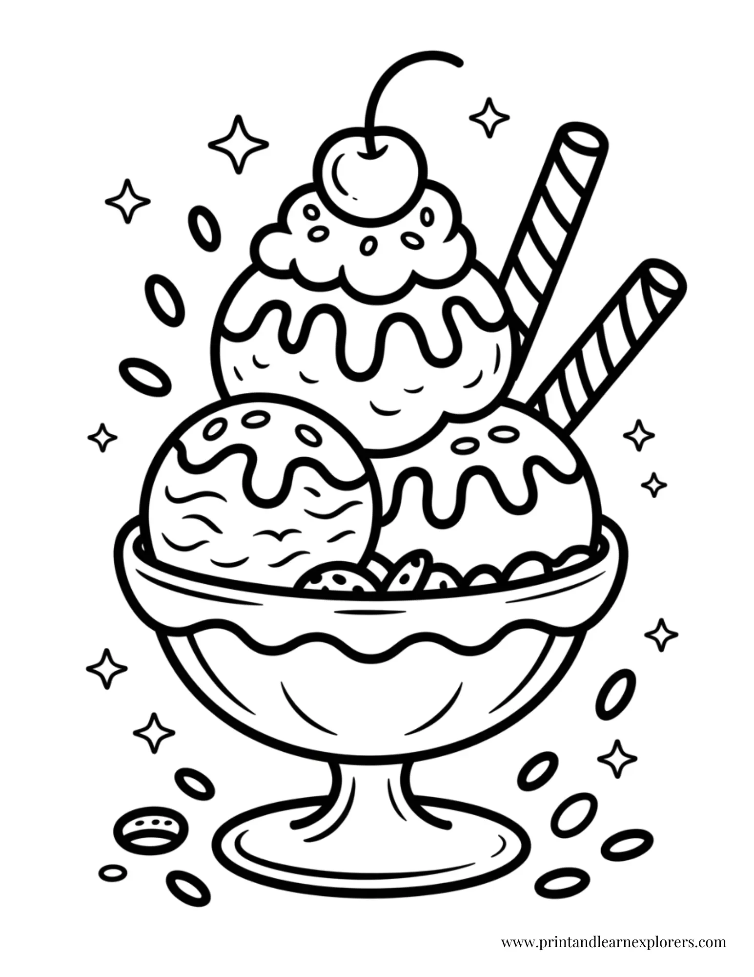 Large Ice Cream Sundae Coloring Page