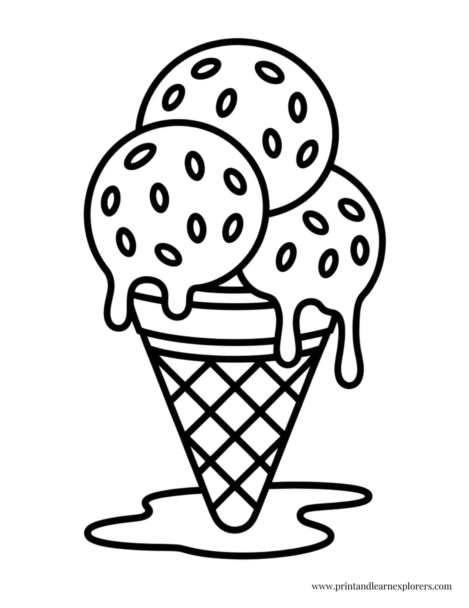 Melting Ice Cream Cone Coloring Page