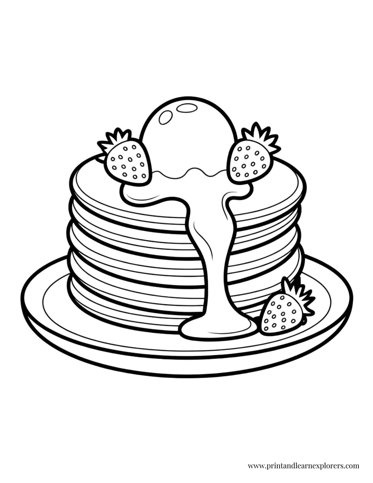 Pancakes and Ice Cream Coloring Page