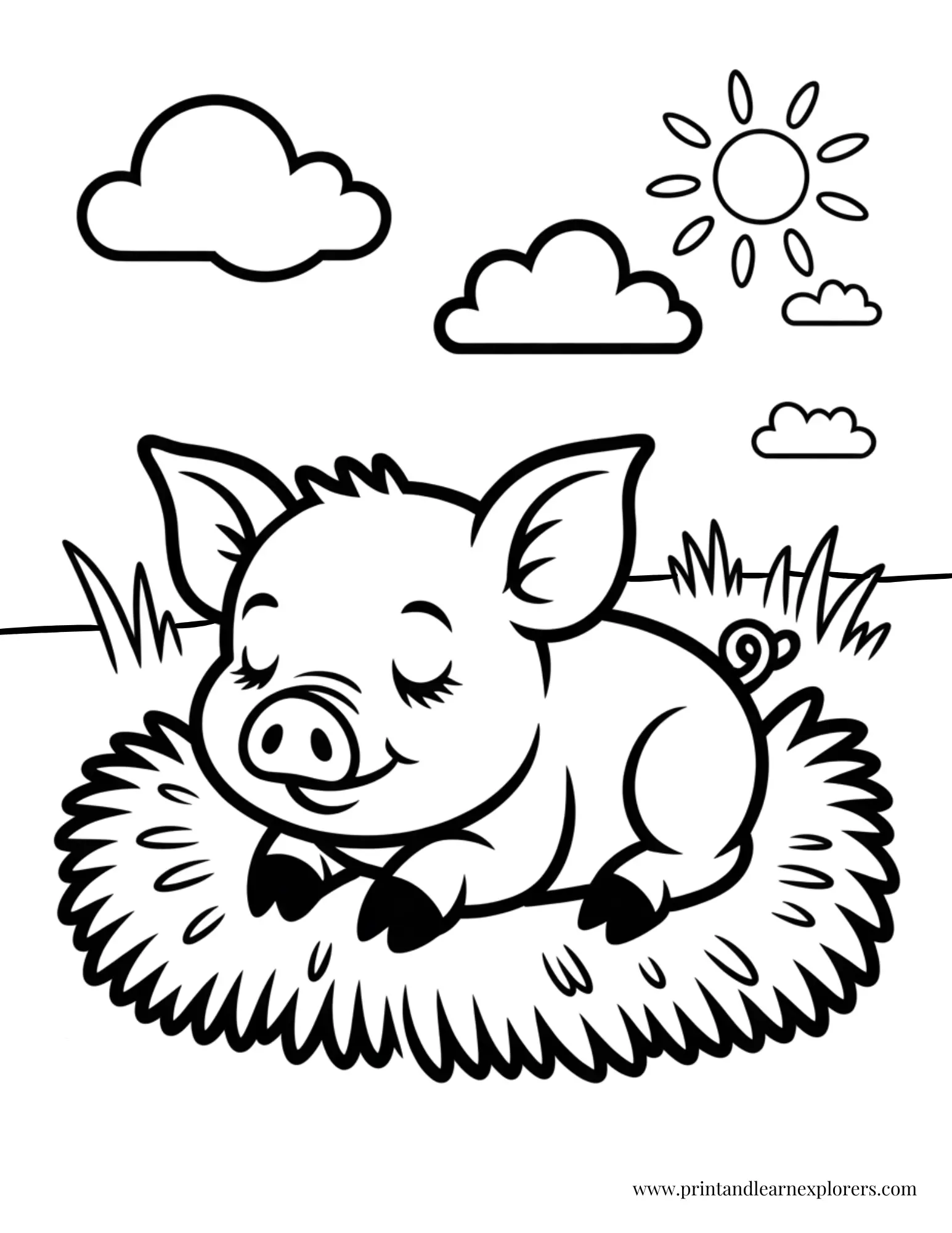 Pig Sleeping Coloring Page