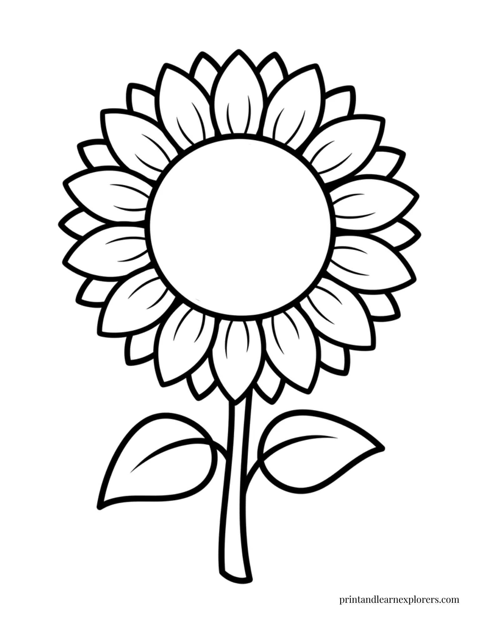 Preschool sunflower coloring page