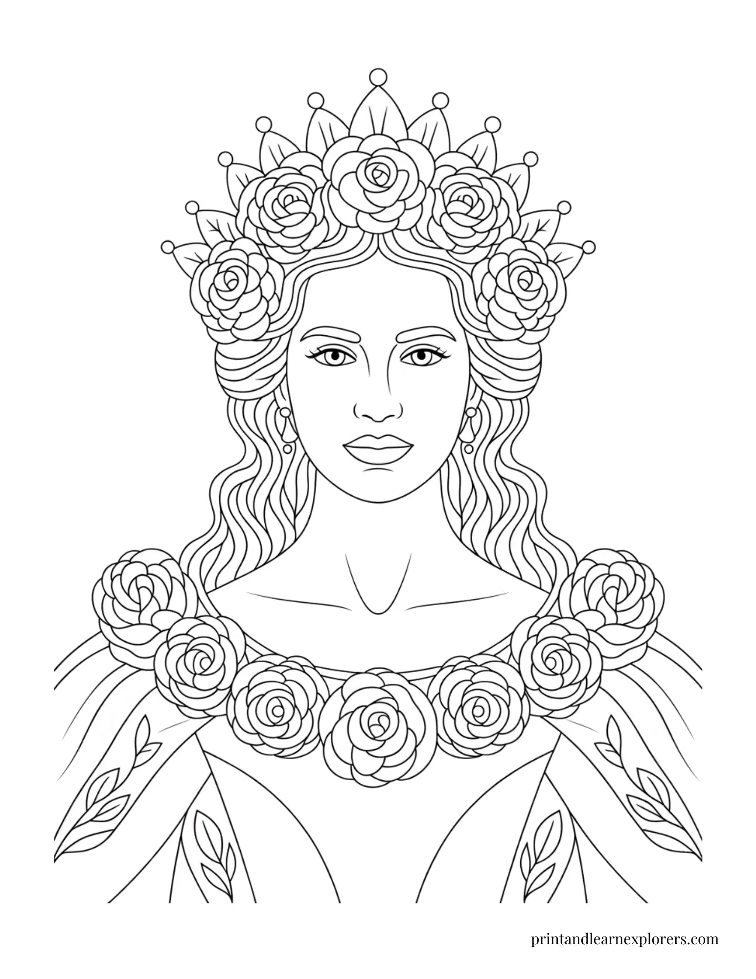 Queen of Roses Coloring Page