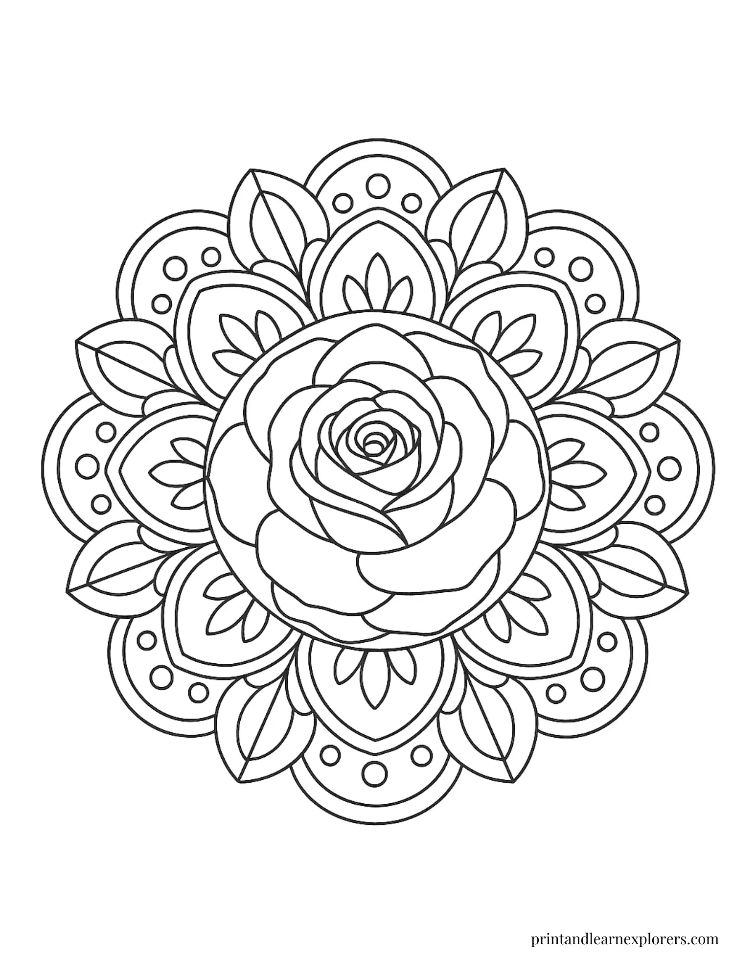 Rose Mandala Coloring Page