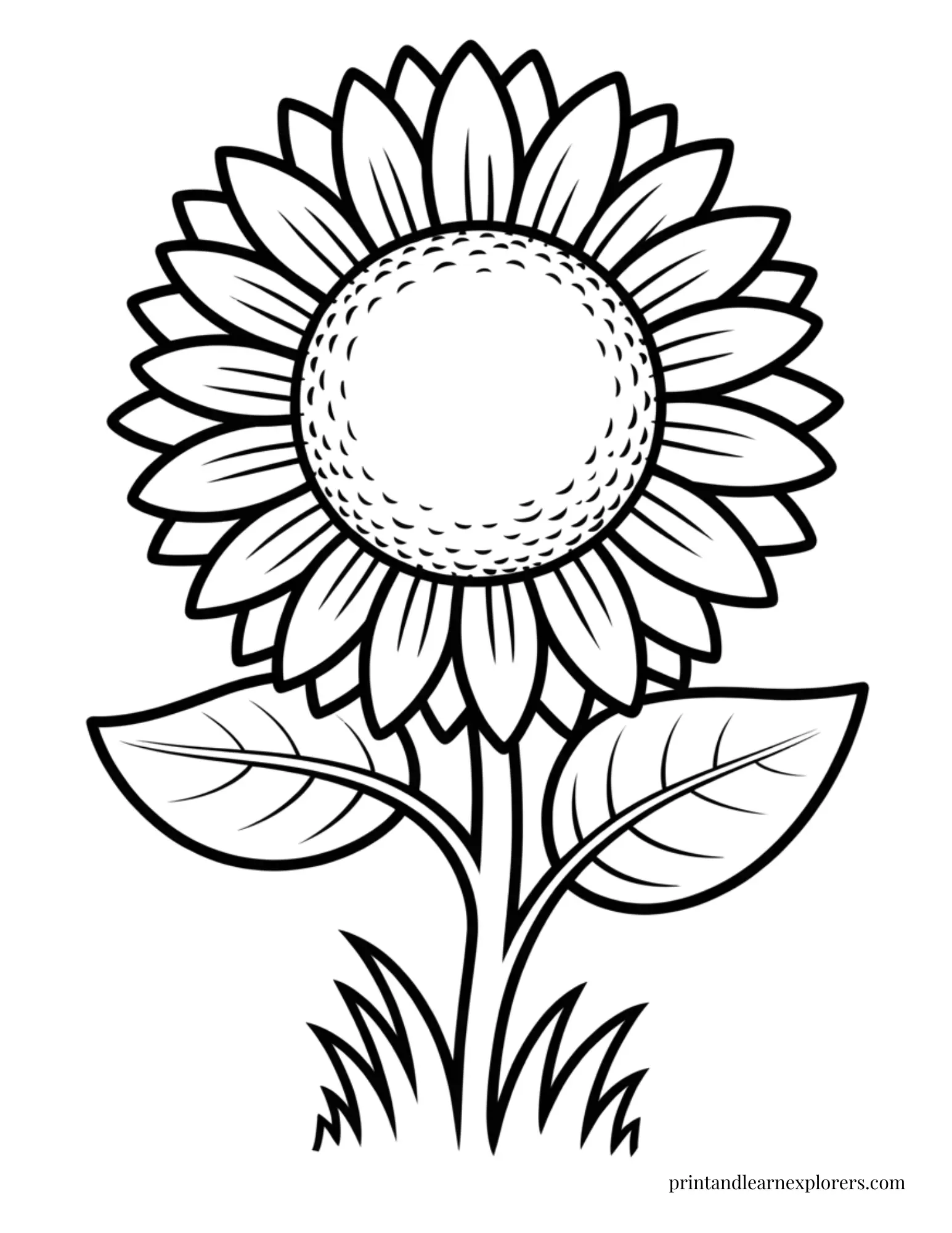Simple sunflower coloring page