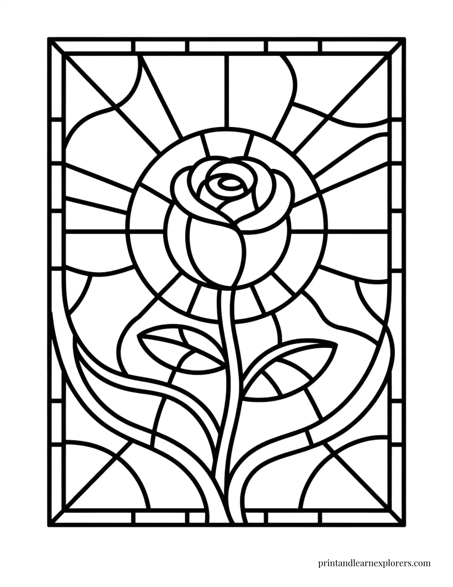 Stained Glass Rose Window Coloring Page