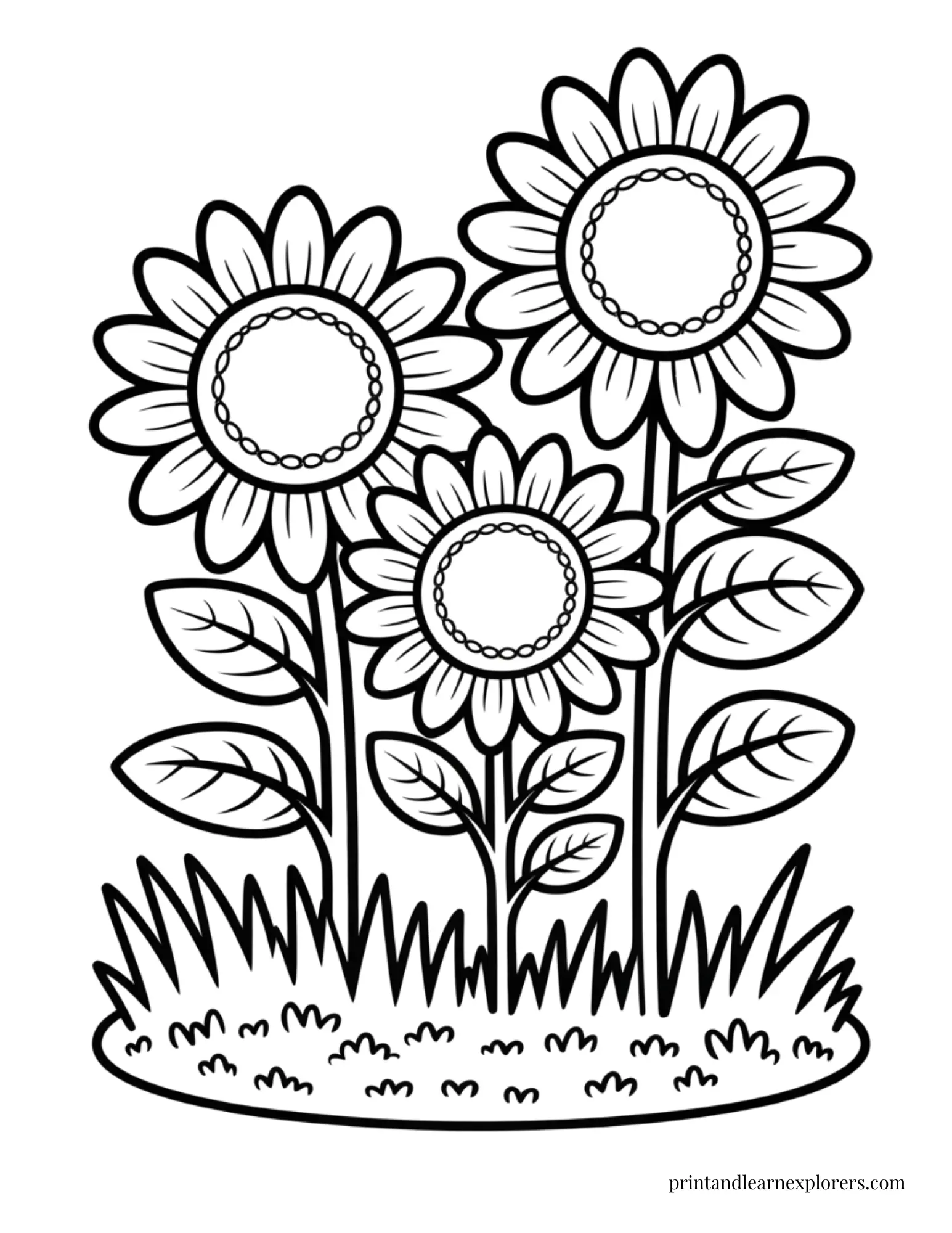 Tall sunflowers coloring page