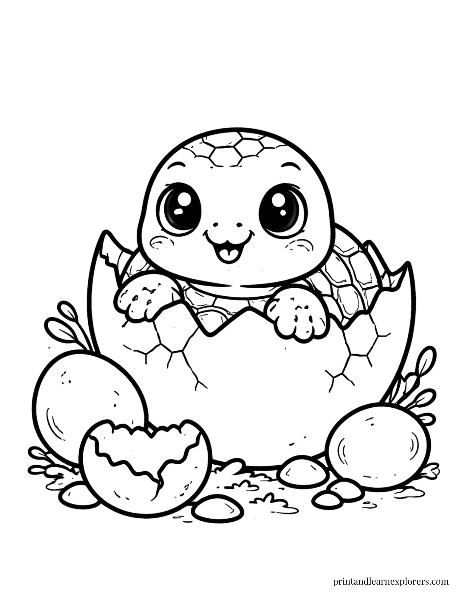 Baby Sea Turtle Hatching From Egg Coloring Page