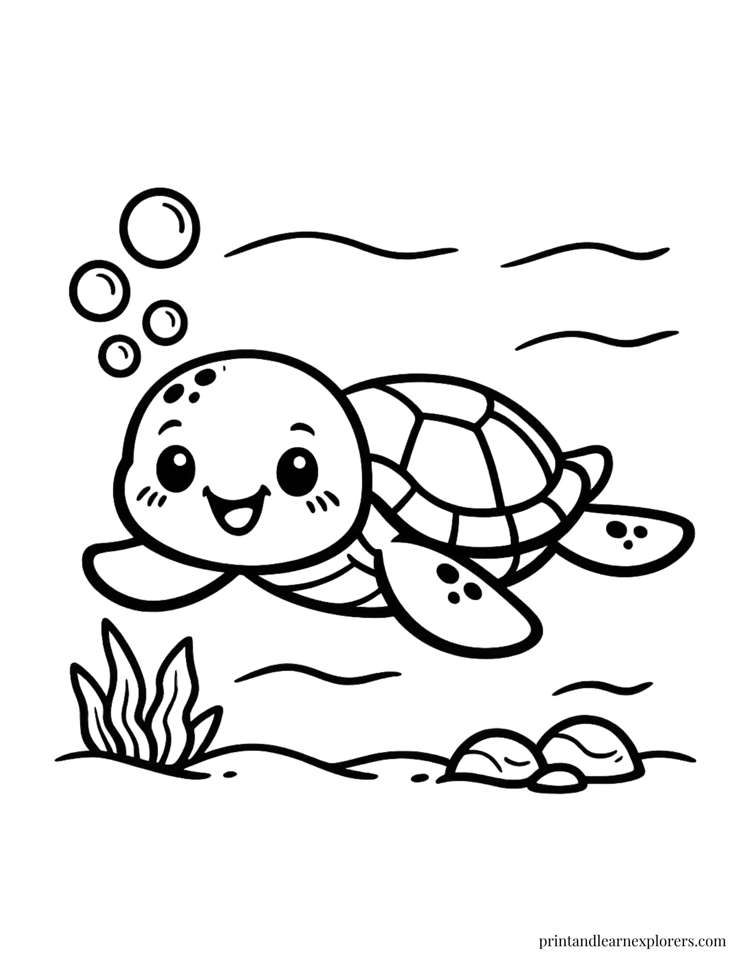 Easy sea turtle coloring page for kids