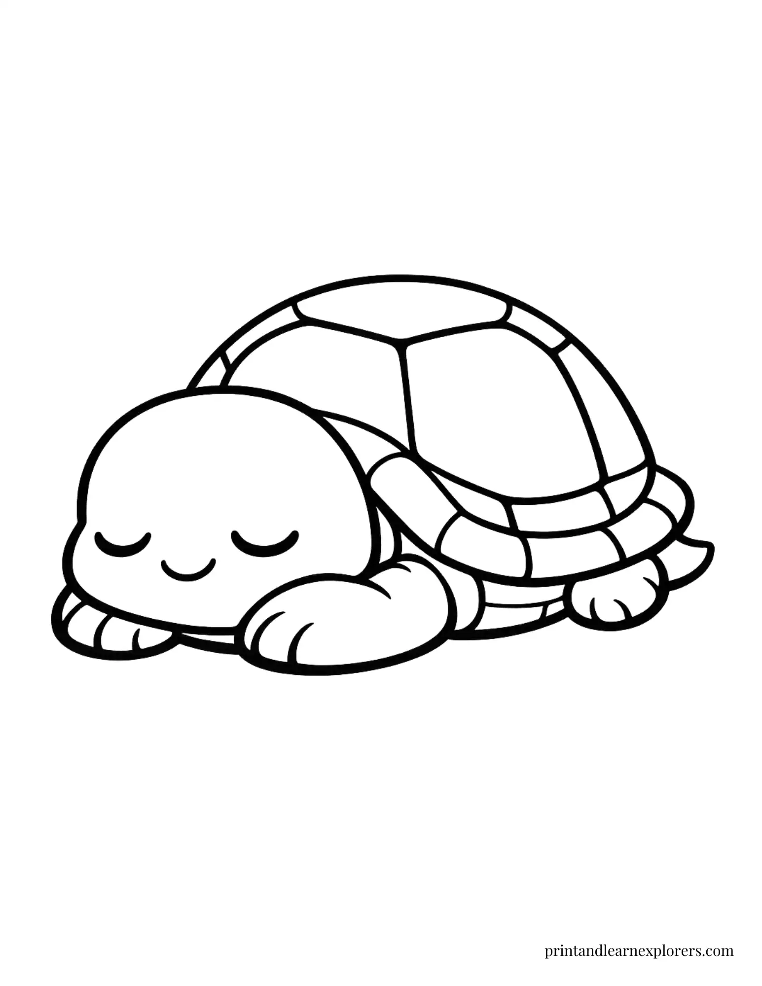 Easy sleeping sea turtle coloring page