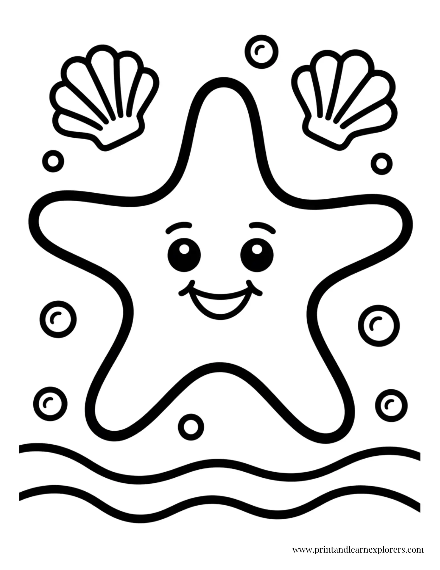 Extra bold lines starfish coloring page