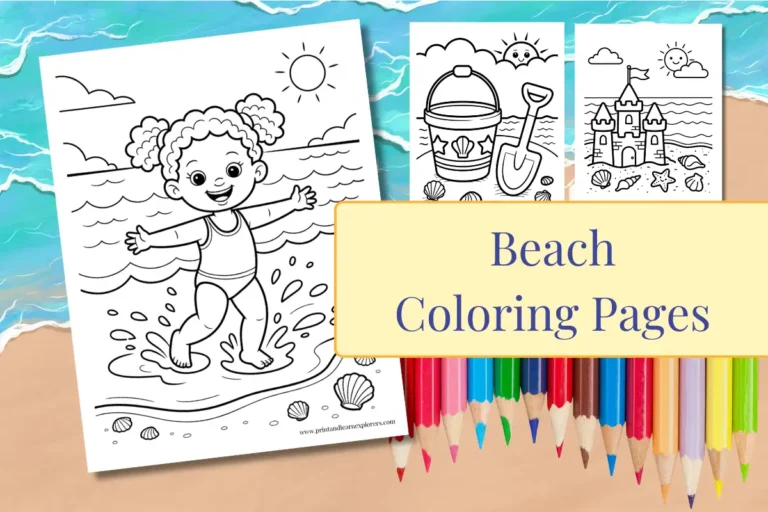 Free Beach Coloring Pages Feature