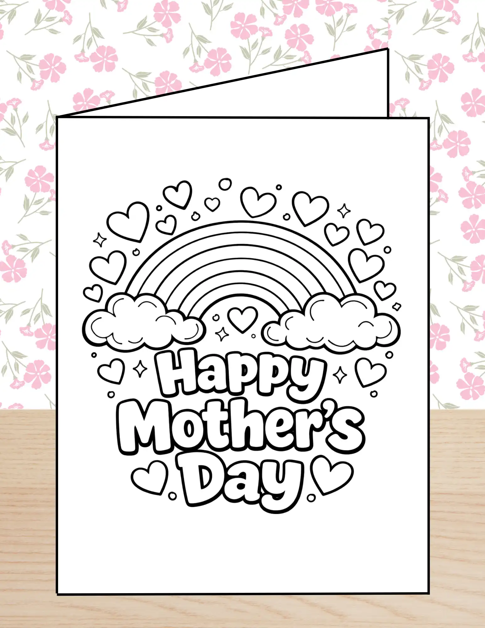 Happy Mothers Day Coloring Card Rainbow