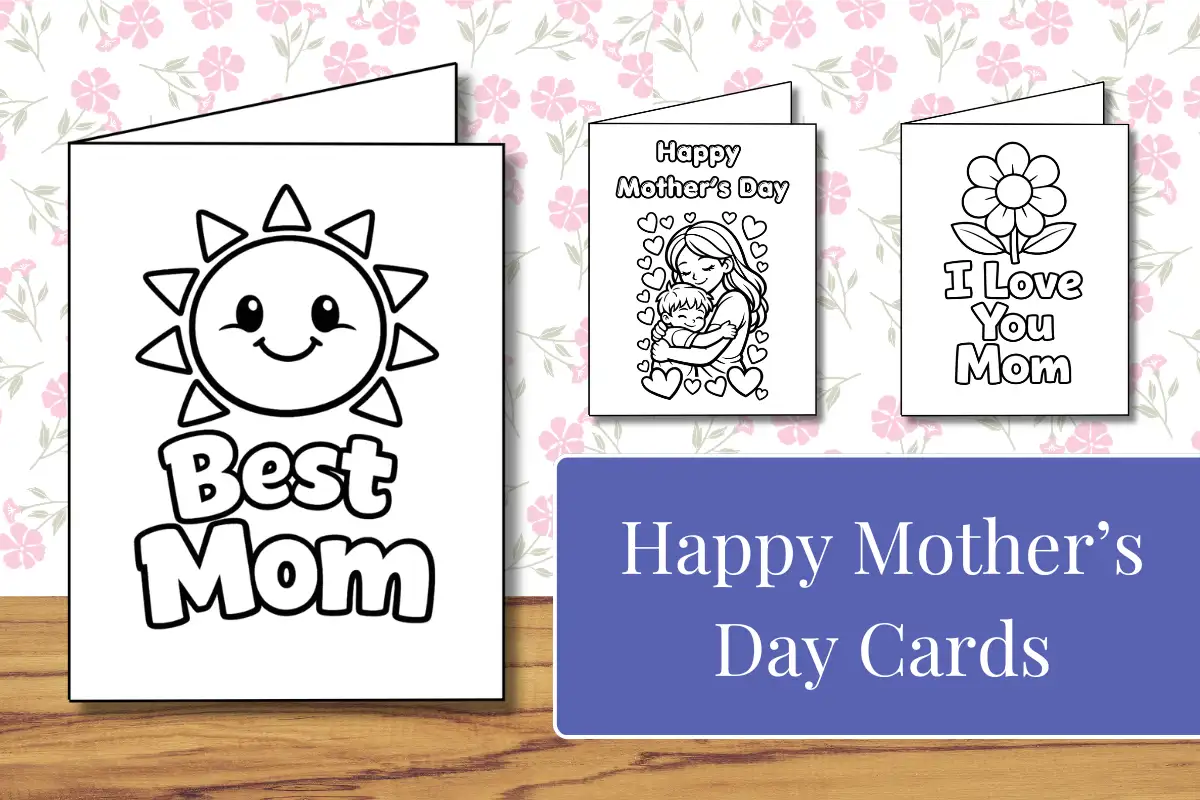 Happy Mothers Day Coloring Cards feature