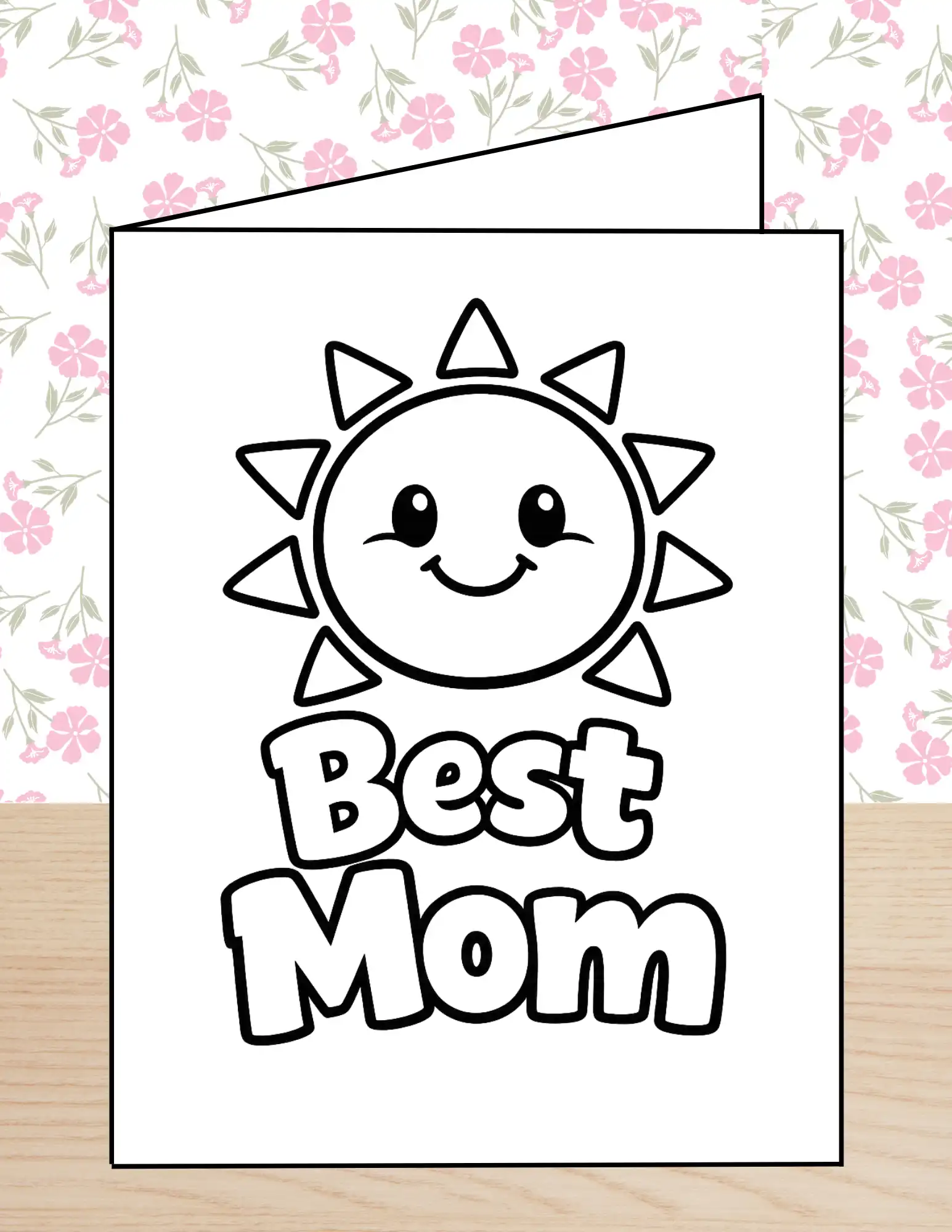 Mothers Day Coloring Card Best Mom