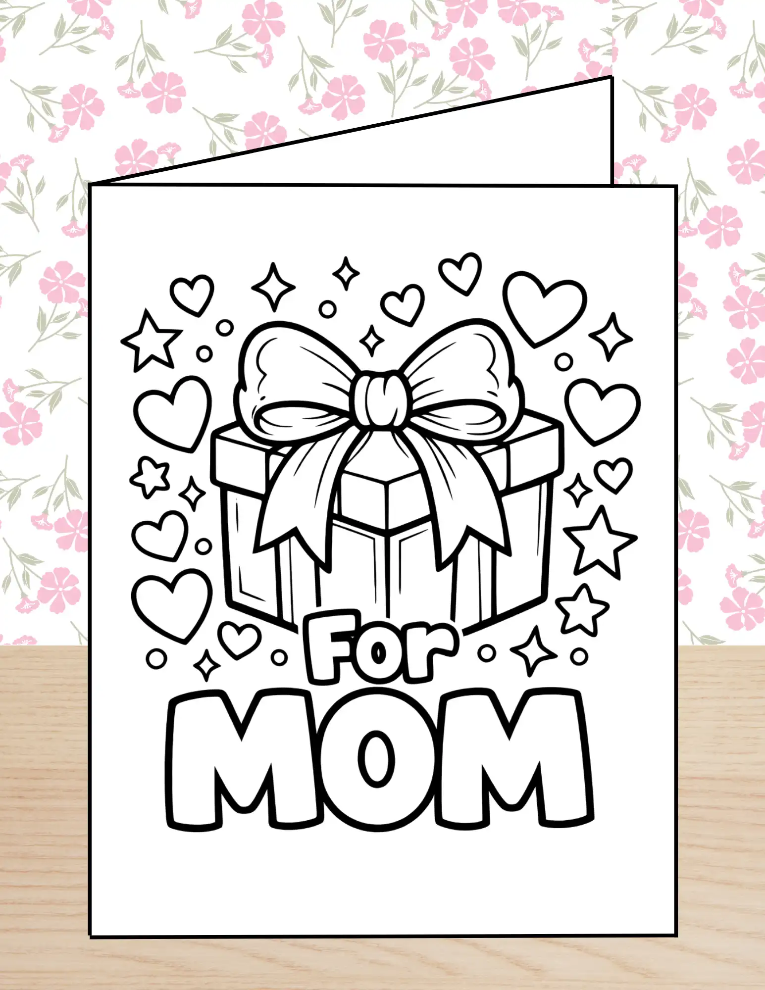 Mothers Day Coloring Card For Mom with Gift