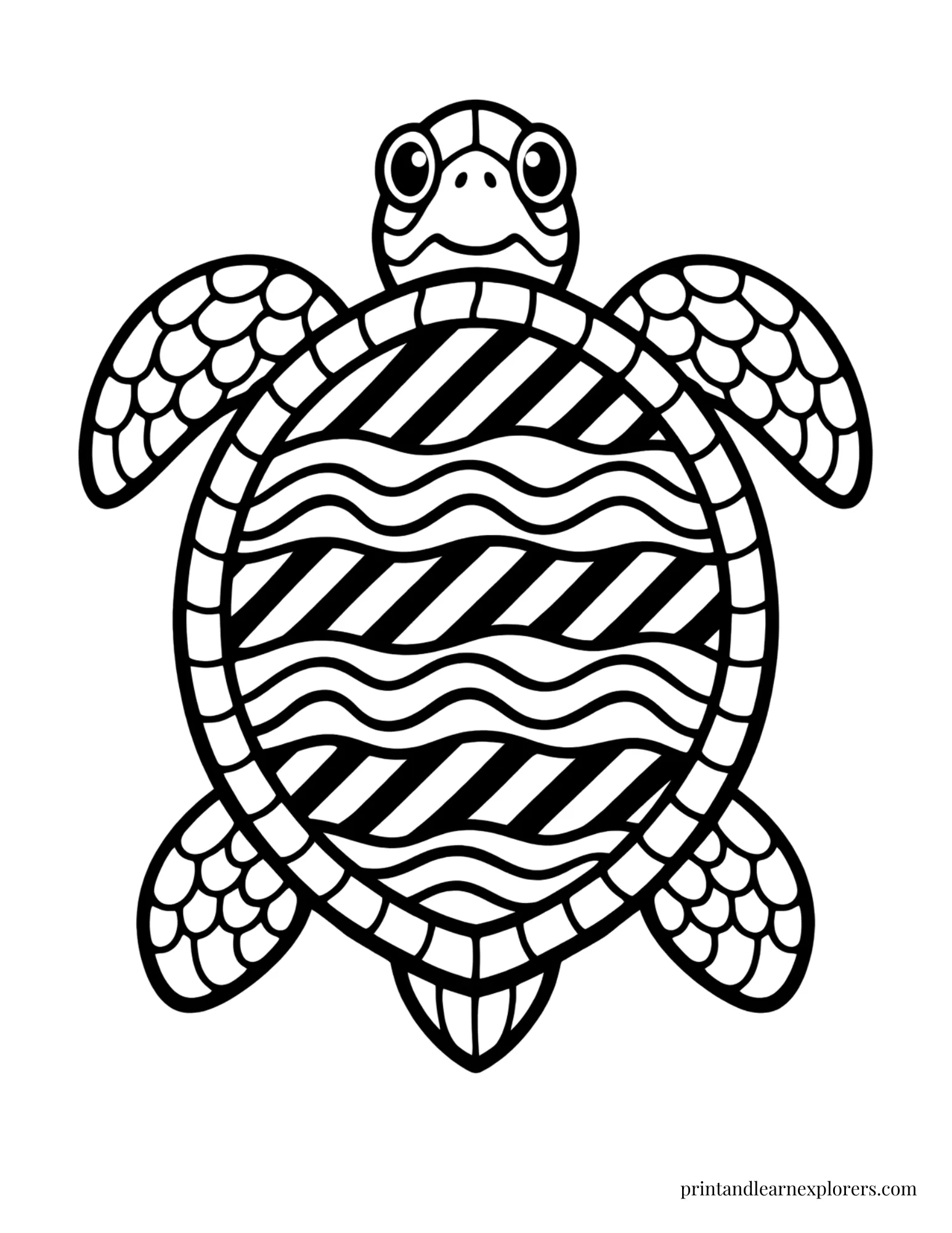 Sea Turtle Patterned Shell Coloring Page