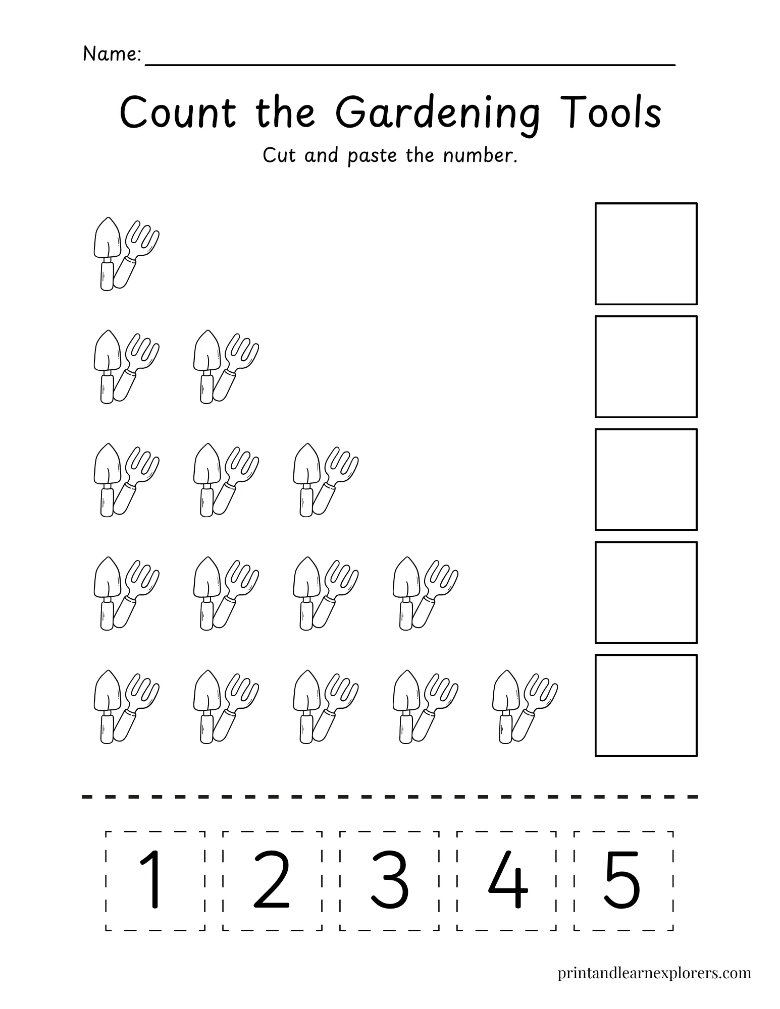 Spring counting gardening tools 1 to5 lvl1