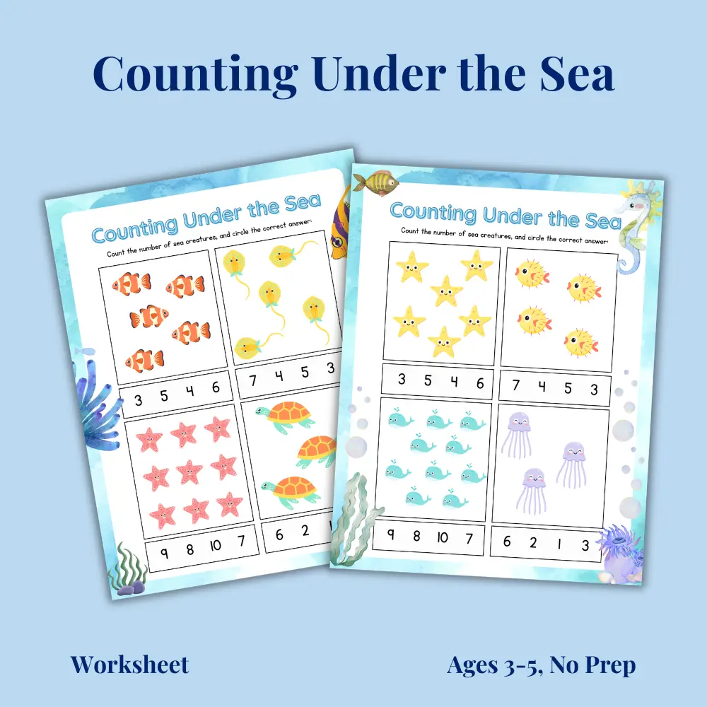 Counting Under the Sea Preschool Worksheets