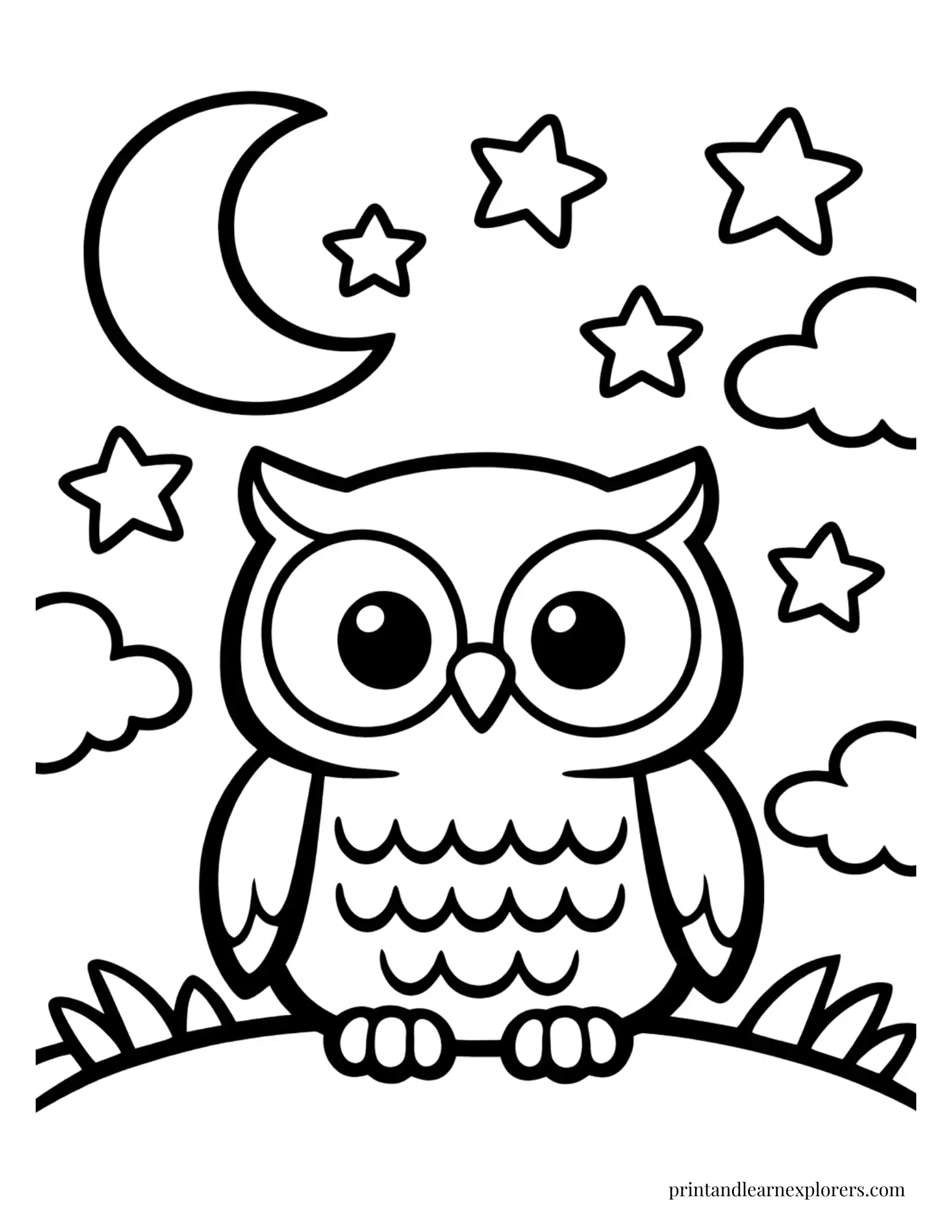 08 simple owl stars coloring page