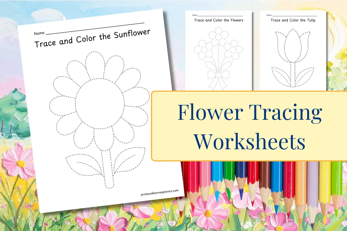 Free Flower tracing worksheets