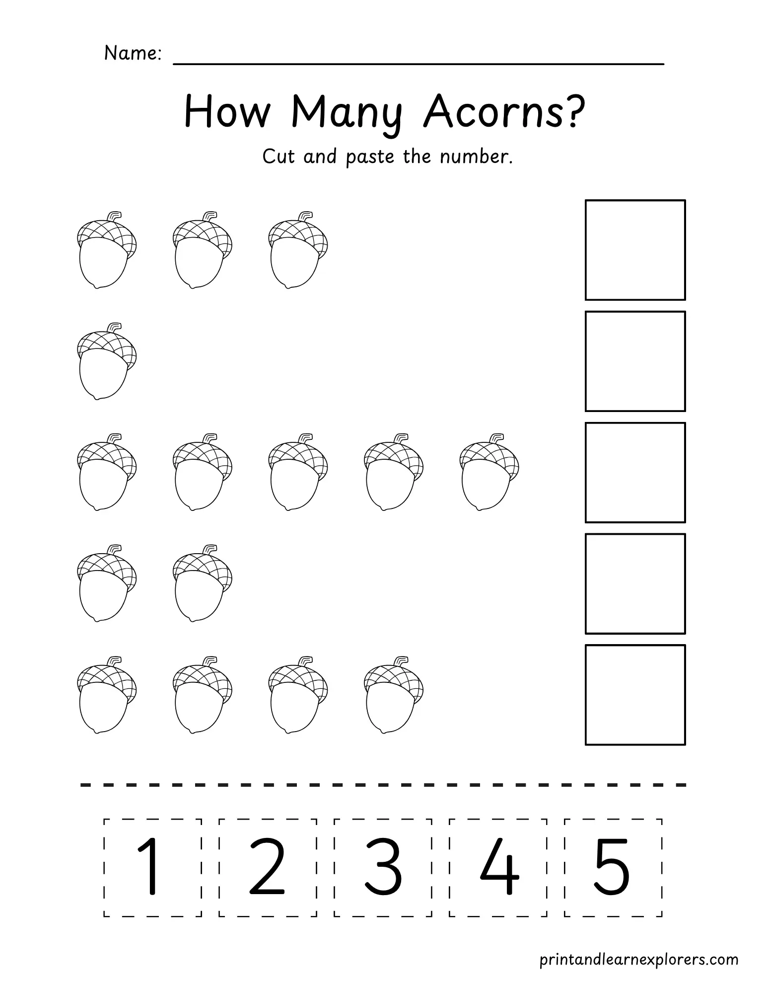 How many acorns cut and paste 2