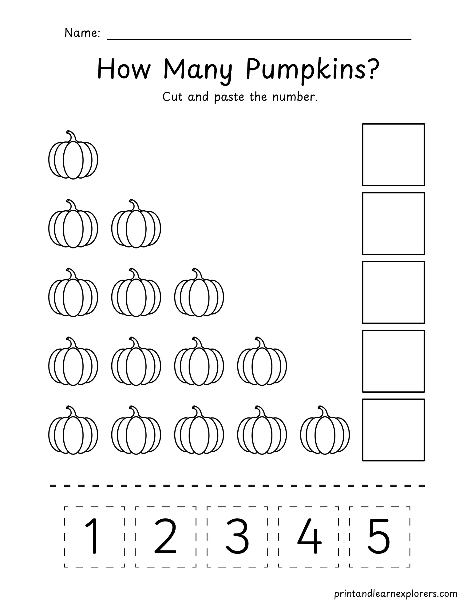 How many pumpkins cut and paste 1