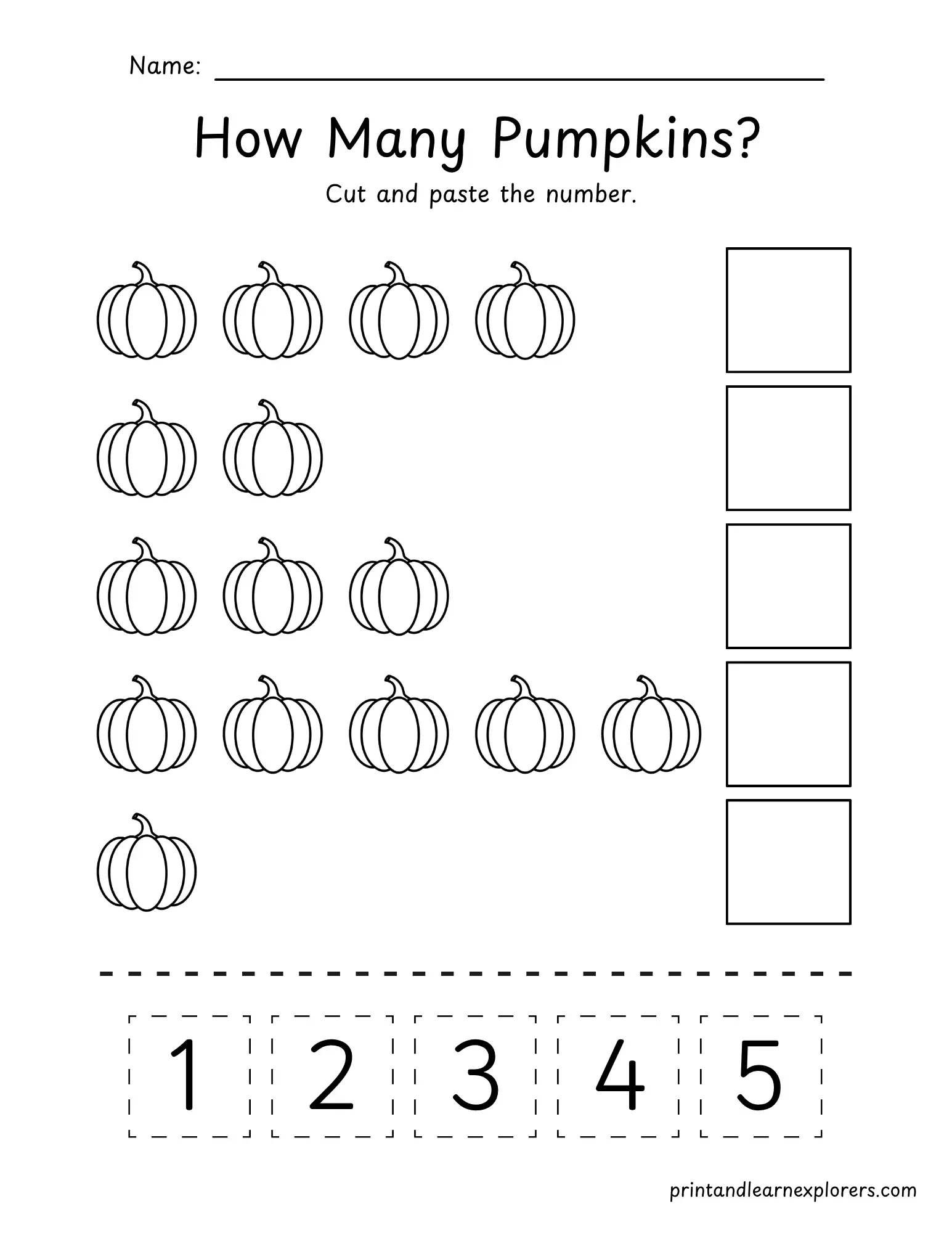 How many pumpkins cut and paste 2
