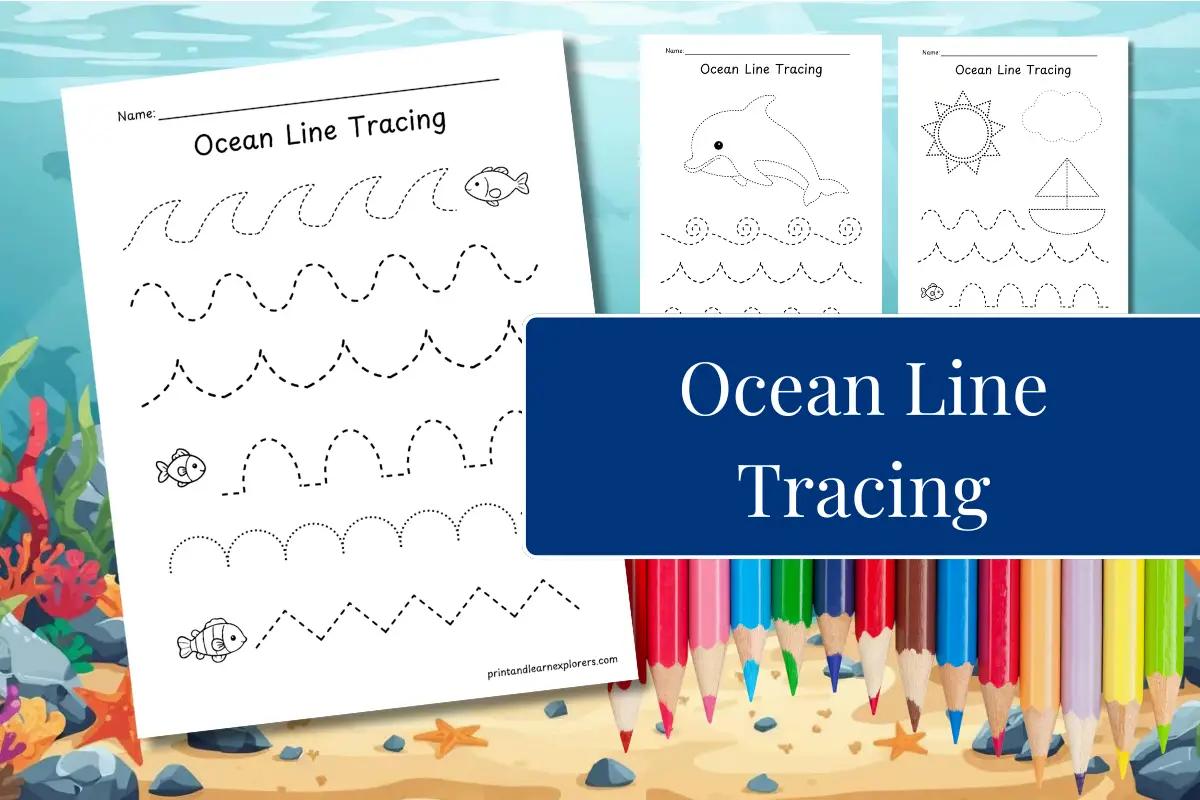 Ocean Line Tracing Worksheets