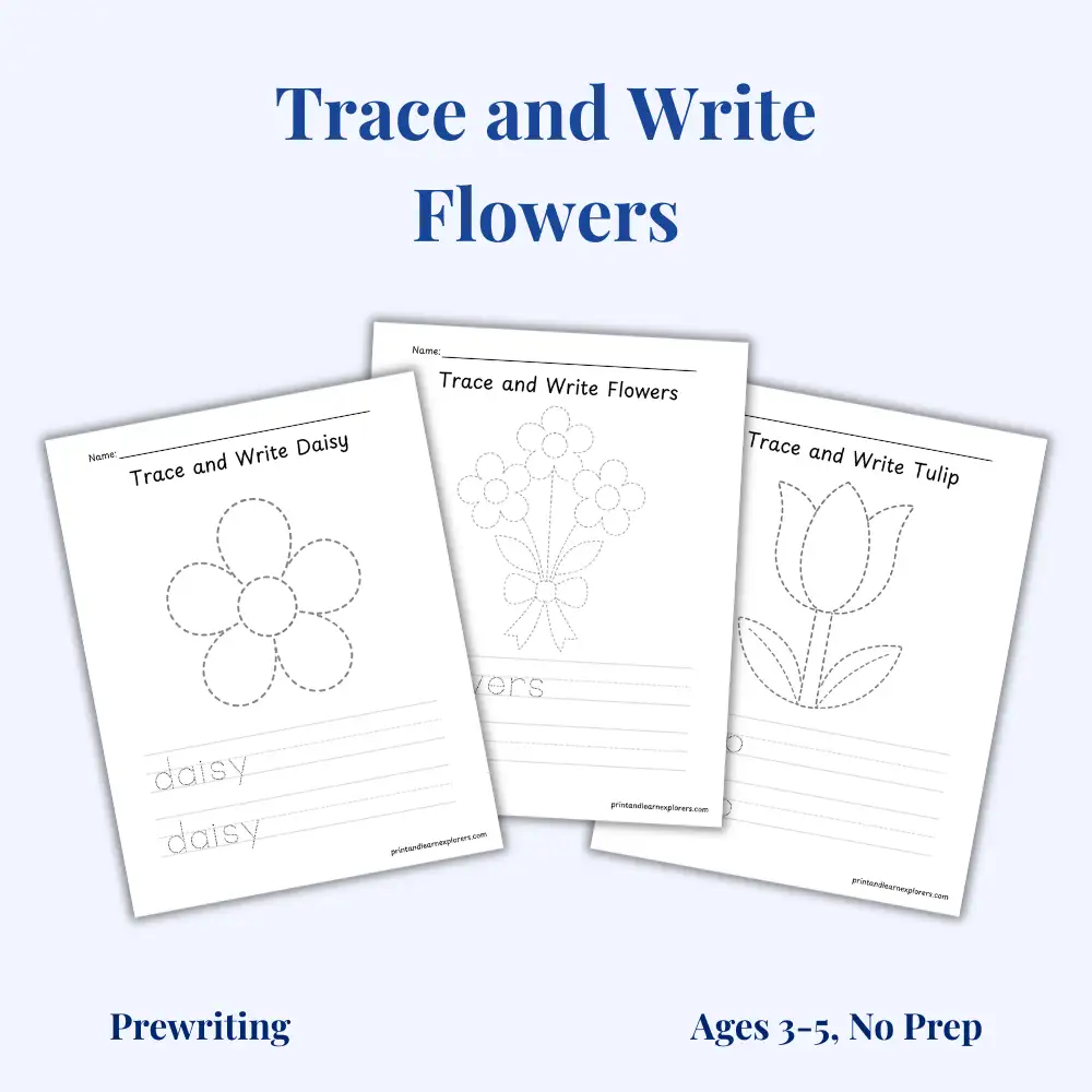 Trace and write flowers pack