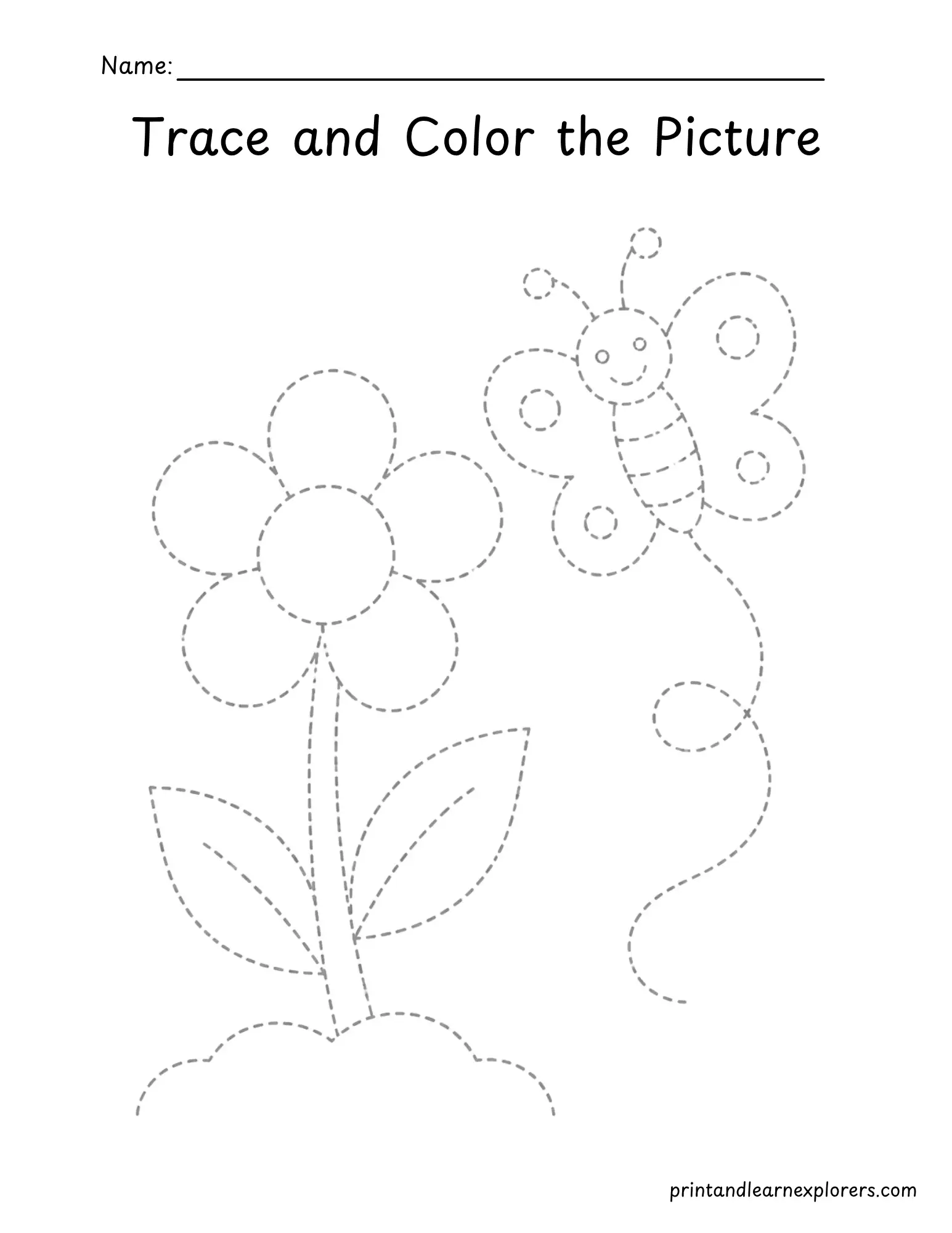 butterfly and flower tracing worksheet
